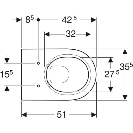 VAS WC SUSPENDAT ACANTO RIMFREE, 51x35, FIXARE COMPLET ASCUNSA